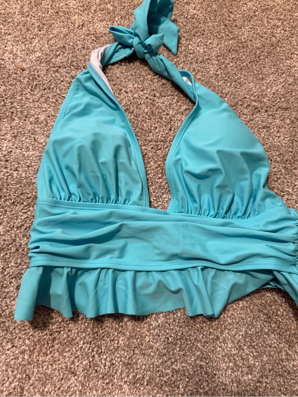 Kids Teal Halter One-Piece Swimsuit